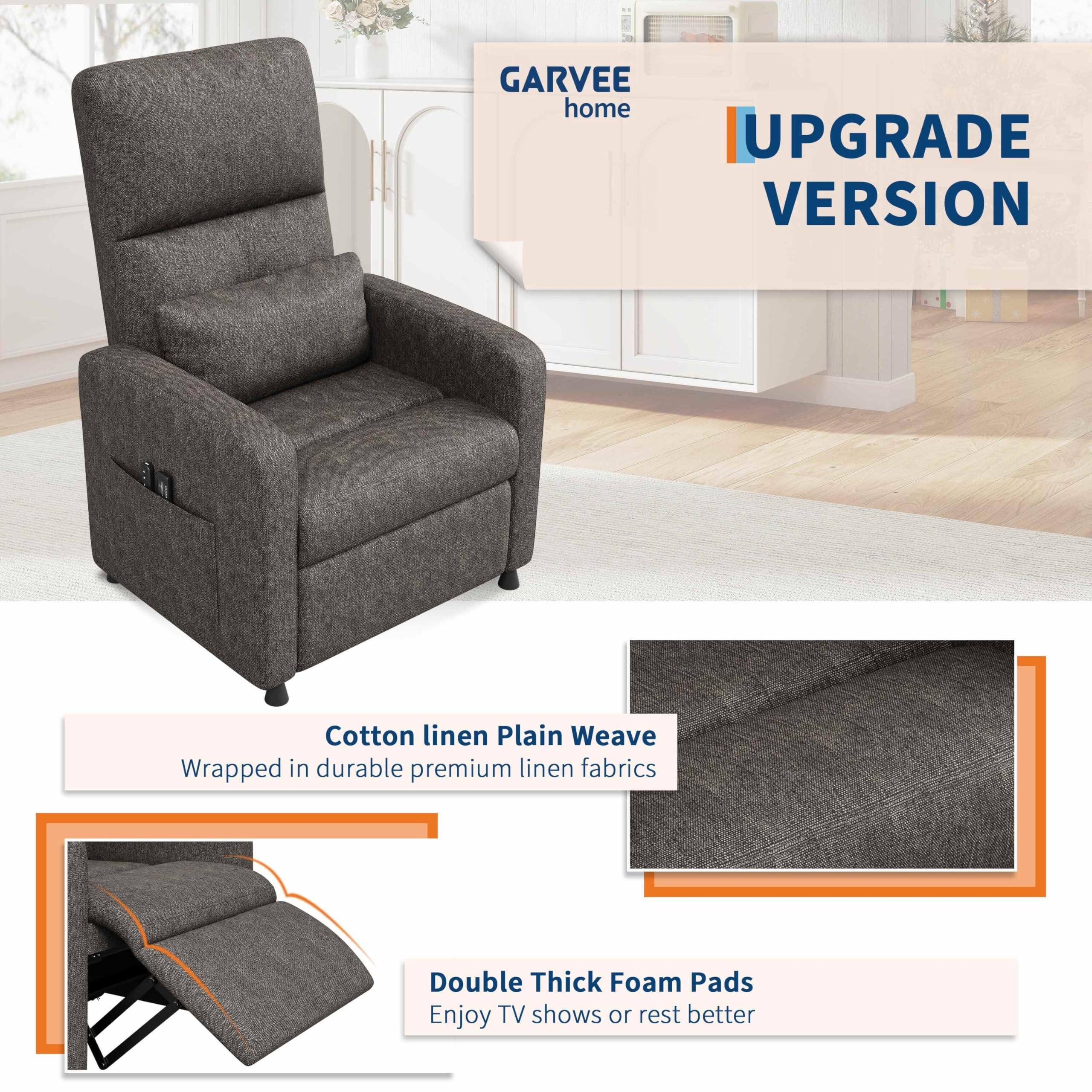 GARVEE home UPGRADE VERSION

Cotton linen Plain Weave  
Wrapped in durable premium linen fabrics

Double Thick Foam Pads  
Enjoy TV shows or rest better