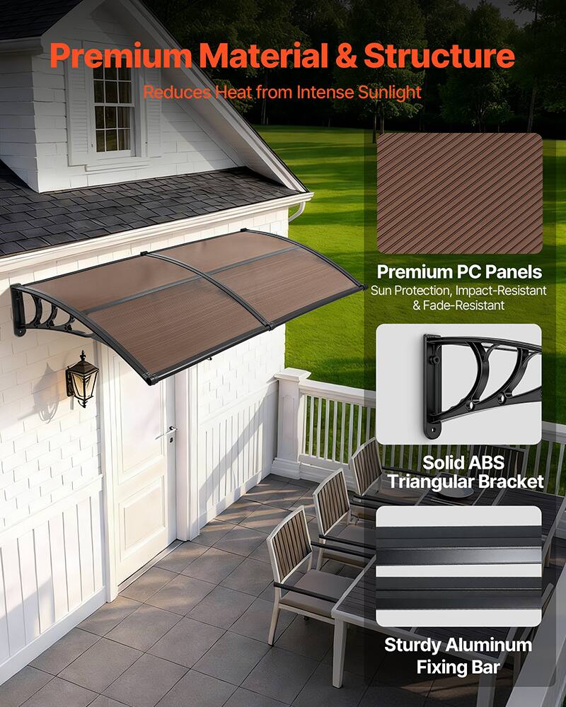 Premium Material & Structure  
Reduces Heat from Intense Sunlight  

Premium PC Panels  
Sun Protection, Impact-Resistant & Fade-Resistant  

Solid ABS Triangular Bracket  

Sturdy Aluminum Fixing Bar