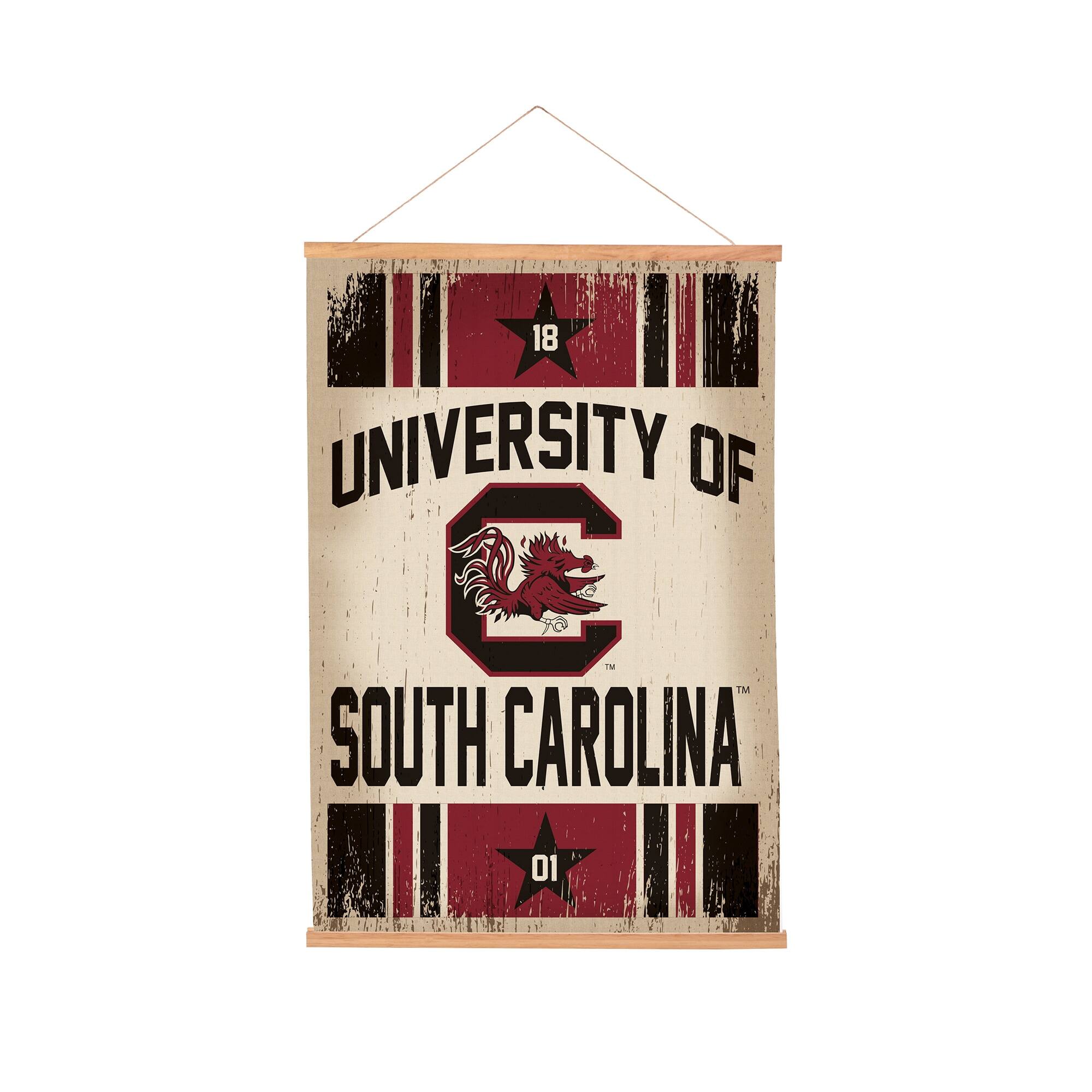 South Carolina Gamecocks 24" x 36" Antique Style Canvas Wall Art Tapestry with Wood Frame