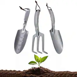 Kings County Tools - Hand Gardening Tool Set 3 Pack with Cultivator, Trowel, and Transplant Shovel