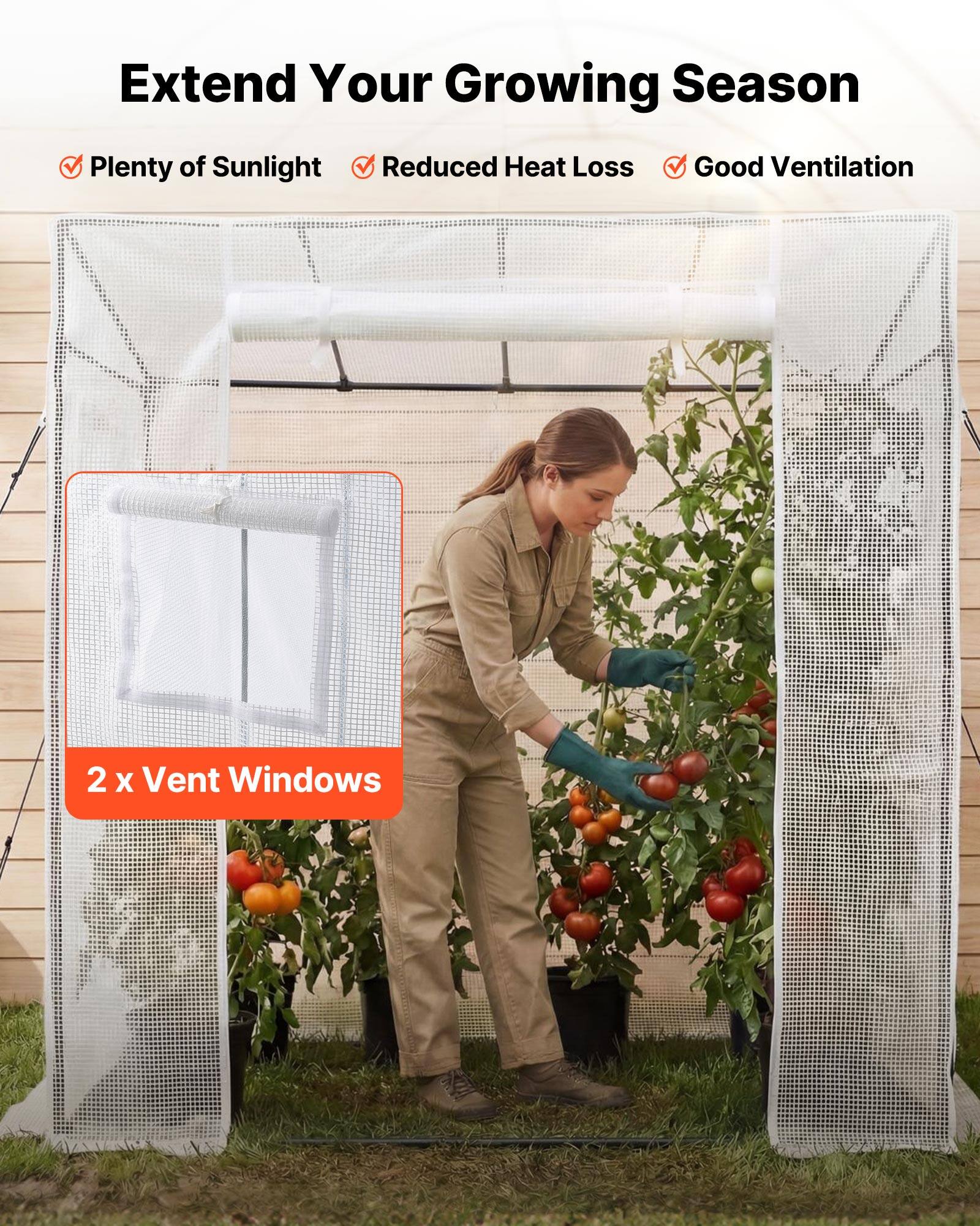 Extend Your Growing Season

- Plenty of Sunlight
- Reduced Heat Loss
- Good Ventilation

2 x Vent Windows