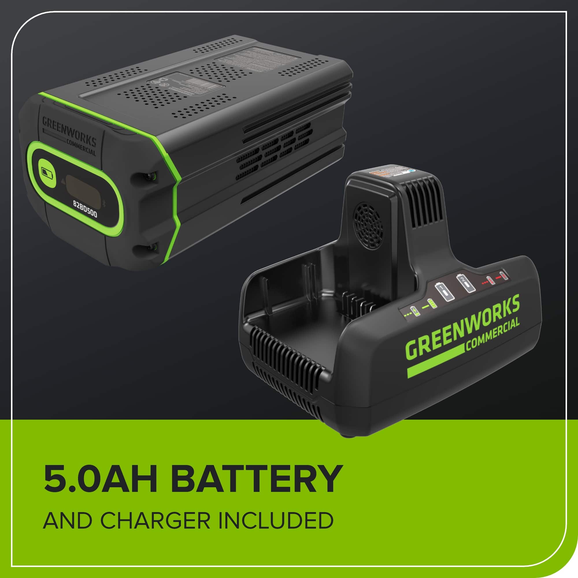 Greenworks 82BA26 52DP 82V Dual Port Backpack Blower, (2) 5.0Ah