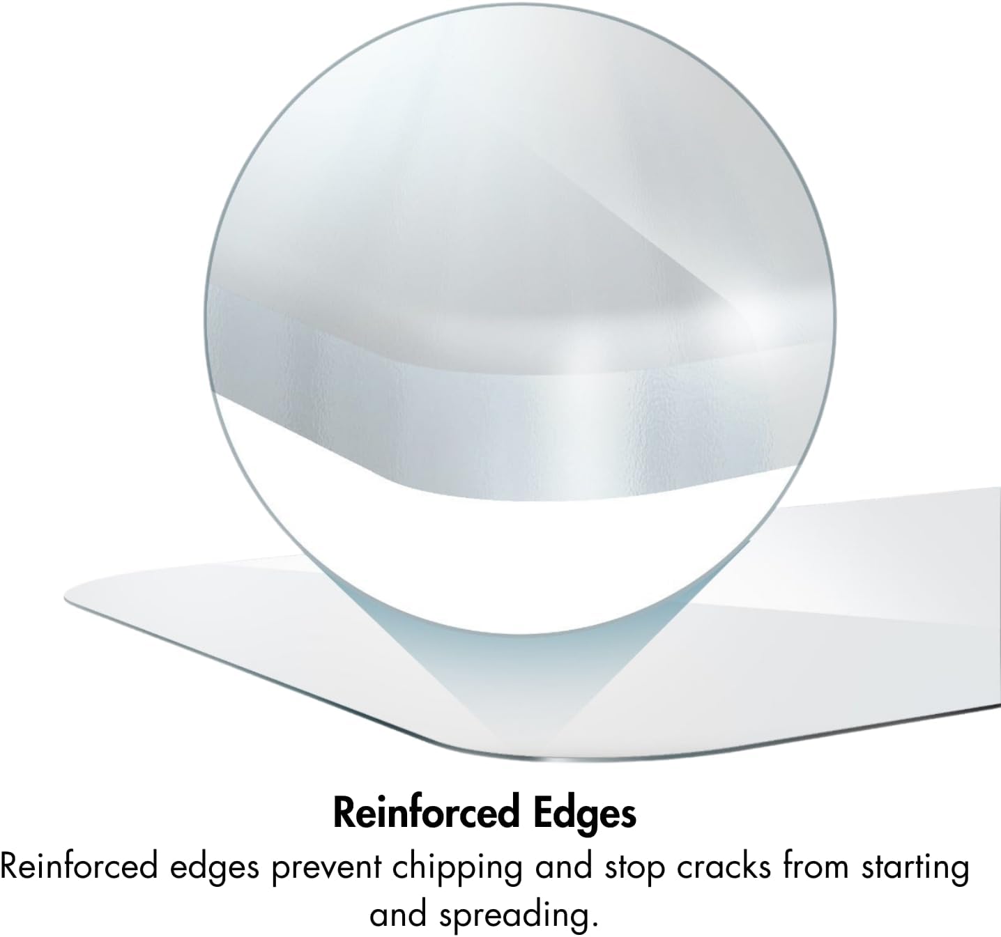 Reinforced Edges

Reinforced edges prevent chipping and stop cracks from starting and spreading.