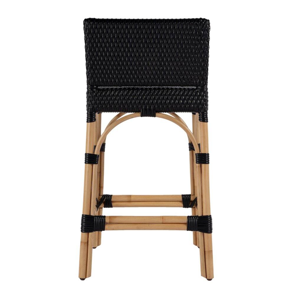 Angle. Butler Specialty - Serienna 24.5 in. Seat Height Rectangular Rattan Low Back Counter Stool - Black.
