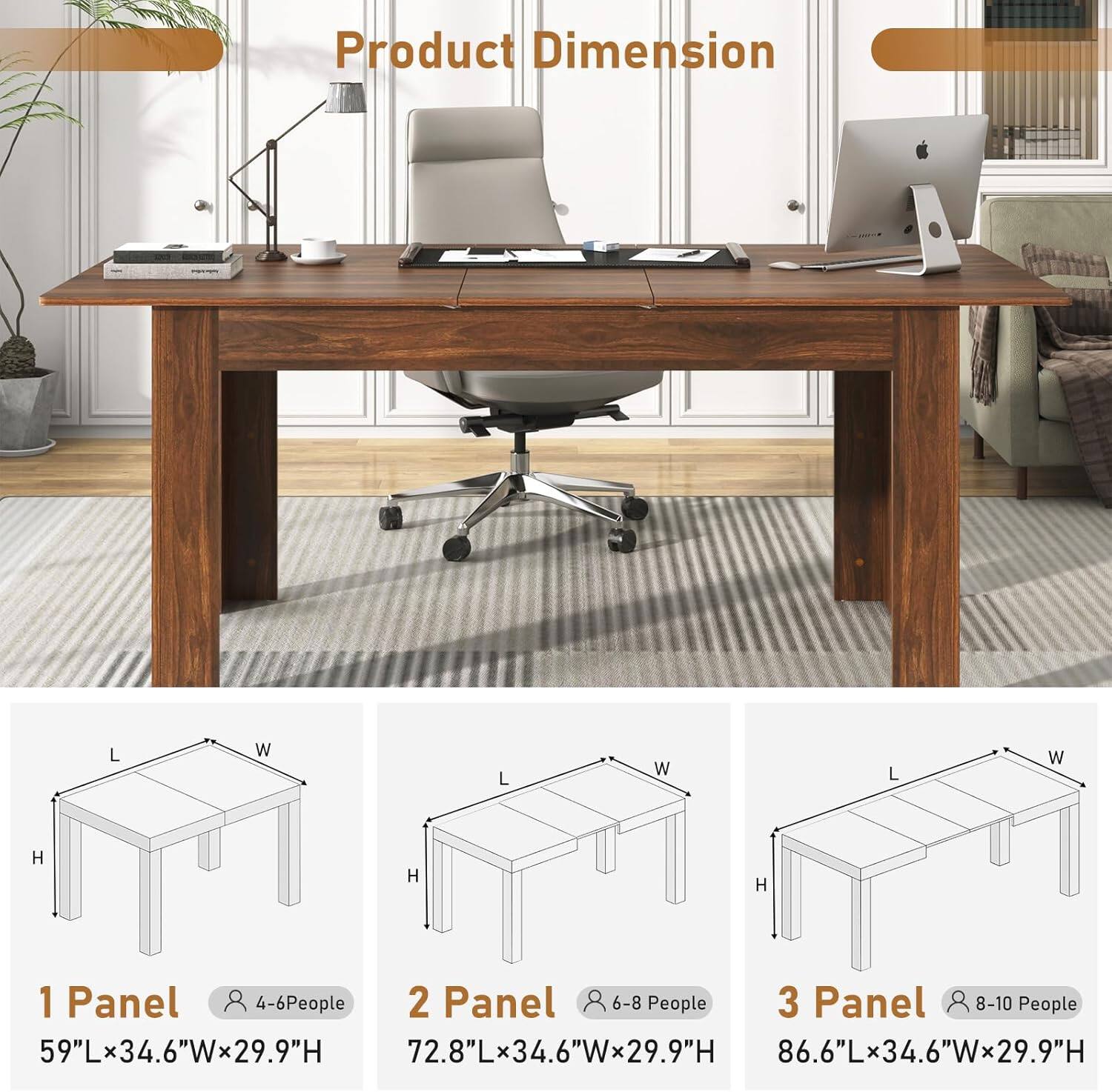 Lent Glitter Wood Large Mobile Extendable Dining Table for 6 10