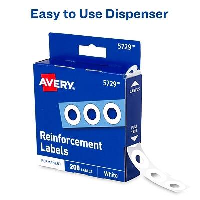 Easy to Use Dispenser

Avery 5729 Reinforcement Labels
Permanent
200 Labels
White

5729th
Pull Tape