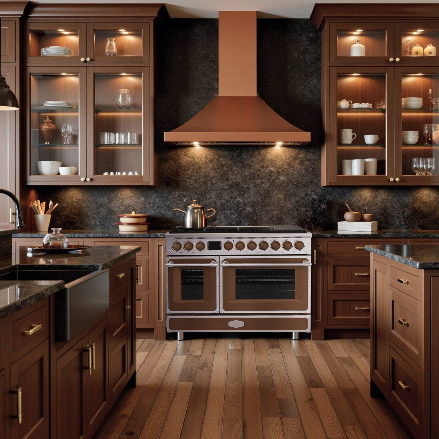 Alt View 8. Akicon - Akicon 6.7 Cu.ft Freestanding Gas Rapid Convection Range with 8 Sealed Burners and Cast Iron Grates in Coffee - Coffee.