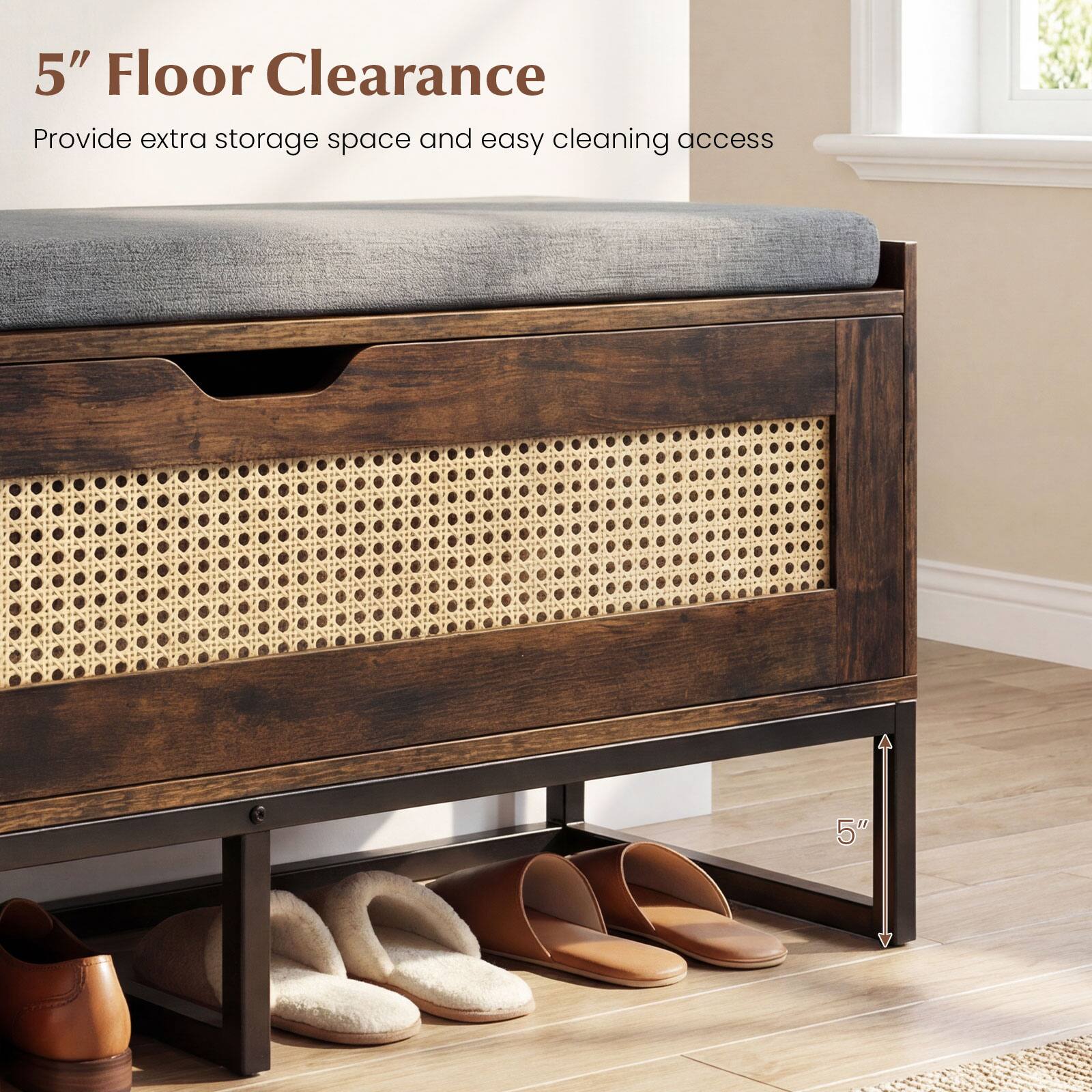 5" Floor Clearance  
Provide extra storage space and easy cleaning access