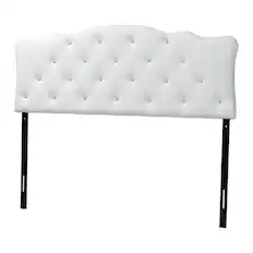 Front. Baxton Studio - Rita Modern and Contemporary Full Size Faux Leather Upholstered Button-tufted Scalloped Headboard - White.