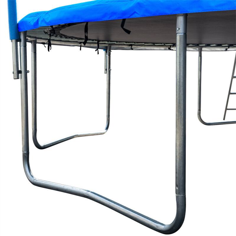 Alt View 2. HTUTWOO - 16FT Trampoline with Basketball Hoop & Double-sided Cover, Ladder,Net,Jumping Mat,Spring Cover Padding for Adults & Kids - Blue.