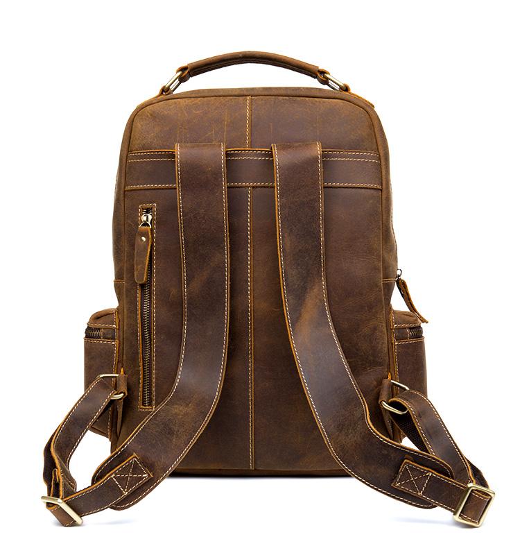 Alt View 9. Steel Horse Leather - The Langley Backpack | Genuine Vintage Leather Backpack - Brown.
