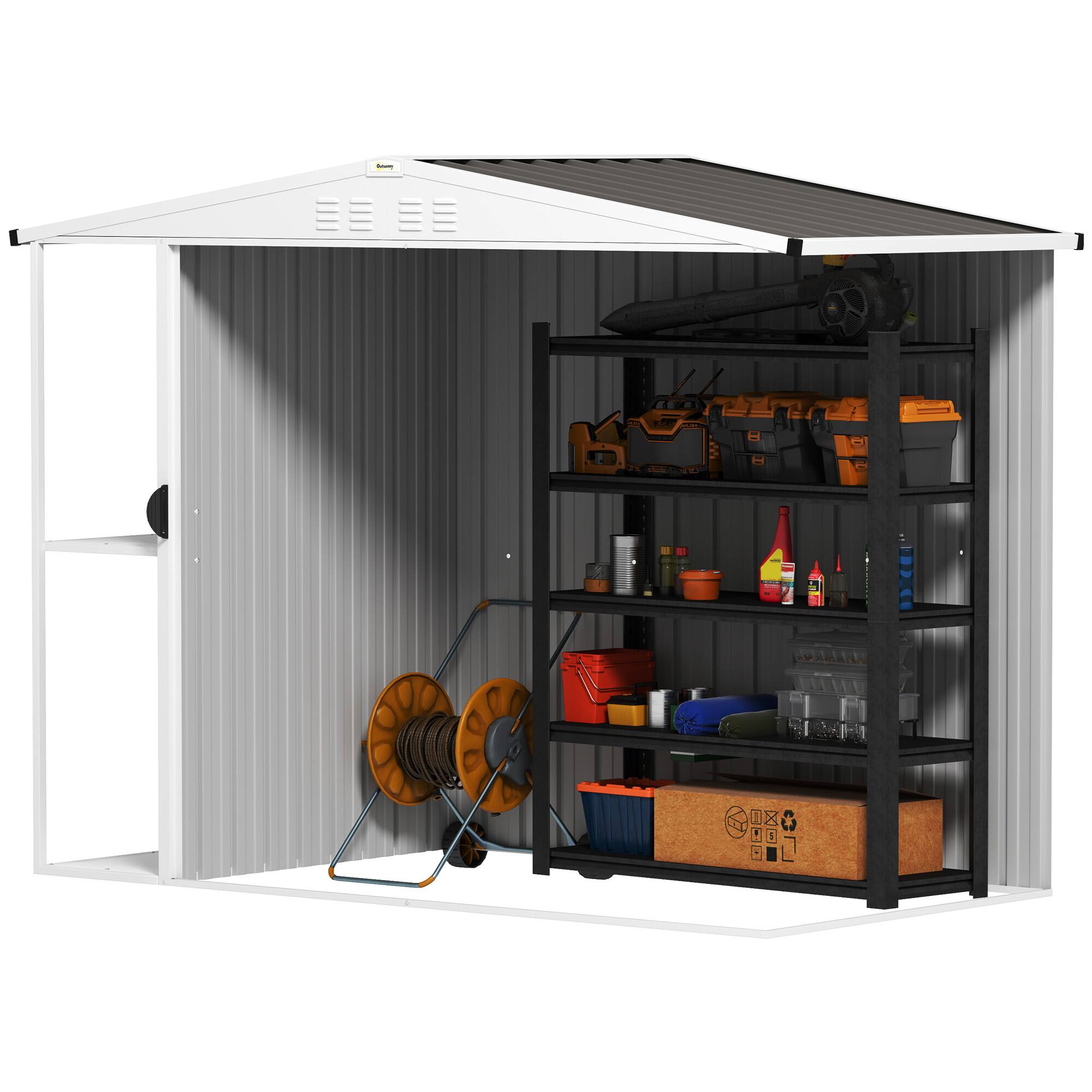 Alt View 8. Outsunny - 8 x 4ft Outdoor Storage Shed with Lock, 2-Tier Storage Rack, Air Vents, Garden Tool Shed for Backyard, Patio, Lawn.
