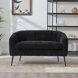 Kadyn - 50.2'' Wide Upholstered Mini Loveseat Accent Couch, Modern Settee with Metal Legs, 2-Seater Sofa for Living Room - Black