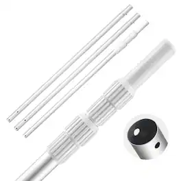 VEVOR - Telescoping Pool Pole, Adjustable 3.4 to 15 Ft Cleaning Pole with 2 Extensions, Durable Pole for Skimmer Nets, Brushes - Silver-white