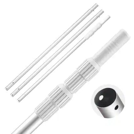Front. VEVOR - Telescoping Pool Pole, Adjustable 3.4 to 15 Ft Cleaning Pole with 2 Extensions, Durable Pole for Skimmer Nets, Brushes - Silver-white.