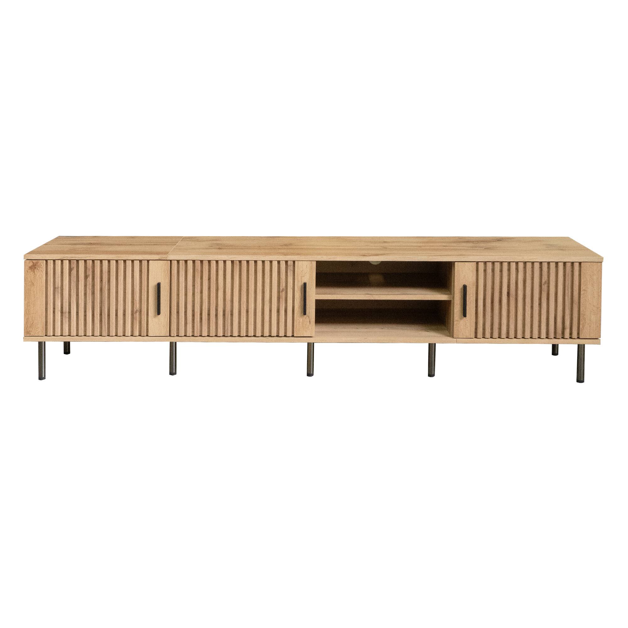 Angle. Whisen - 78-Inch Modern TV Stand for TVs up to 85-Inch,Media Entertainment Console with Storage and Cable Management - Natural.
