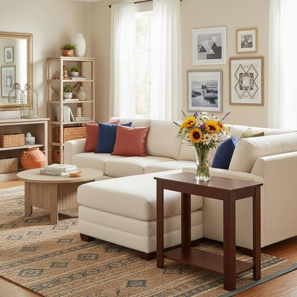 FurniFact Chairside End Table Mahogany - Best Buy