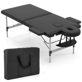 Costway - 84" 2-Section Foldable Salon Spa Beauty Bed with Face Cradle Adjustable Height - Black
