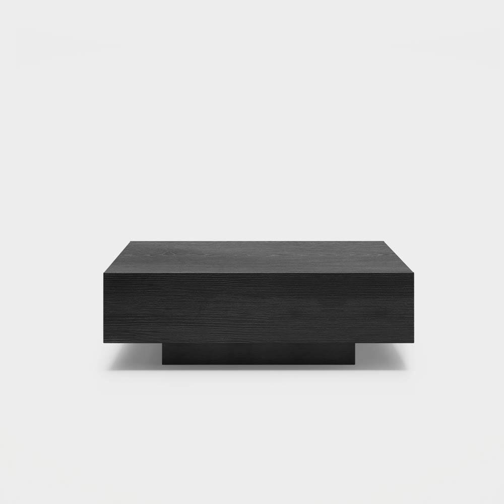 Alt View 7. POVISON - 35" Fully-assembled Square Wood Coffee Table Mid-Century Coffee Table with 2 Drawer for Living Room, Black - Black.