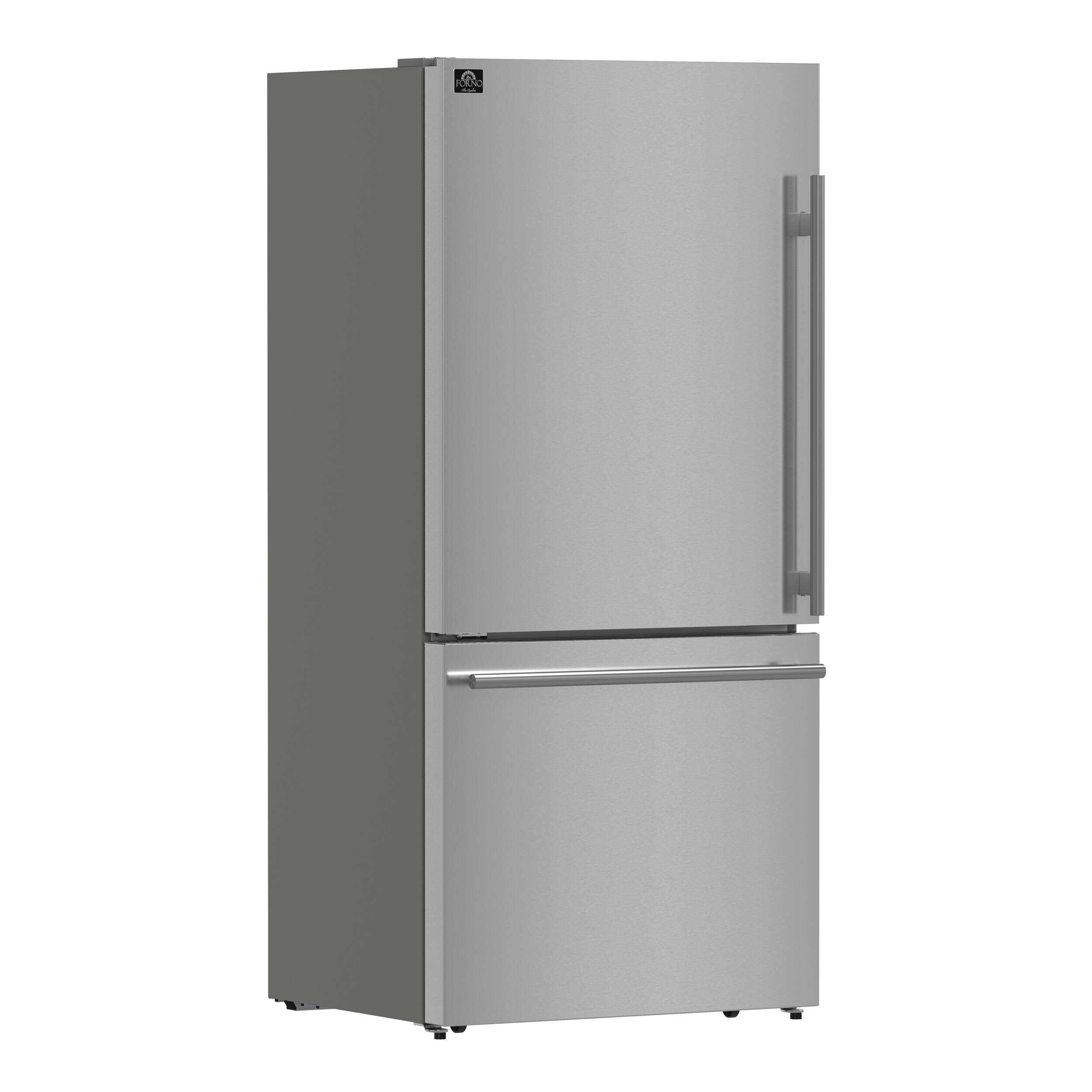 Angle. Forno Appliances - Milano Espresso 17.2 Cu. Ft. Bottom Freezer Refrigerator with Built-In Ice Maker - Stainless Steel.