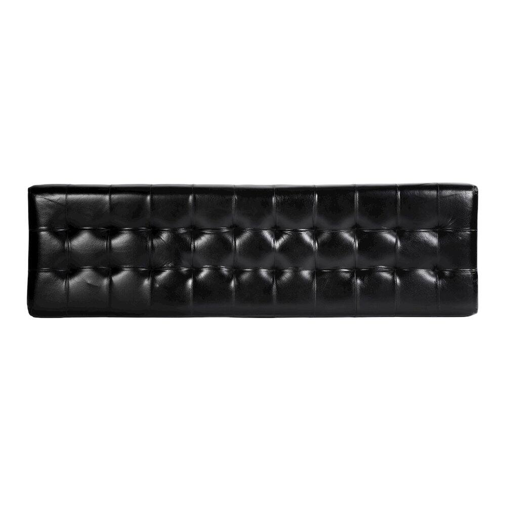 Front. Butler Specialty - Knox 54 in. W Leather and Iron Accent Bench - Black.