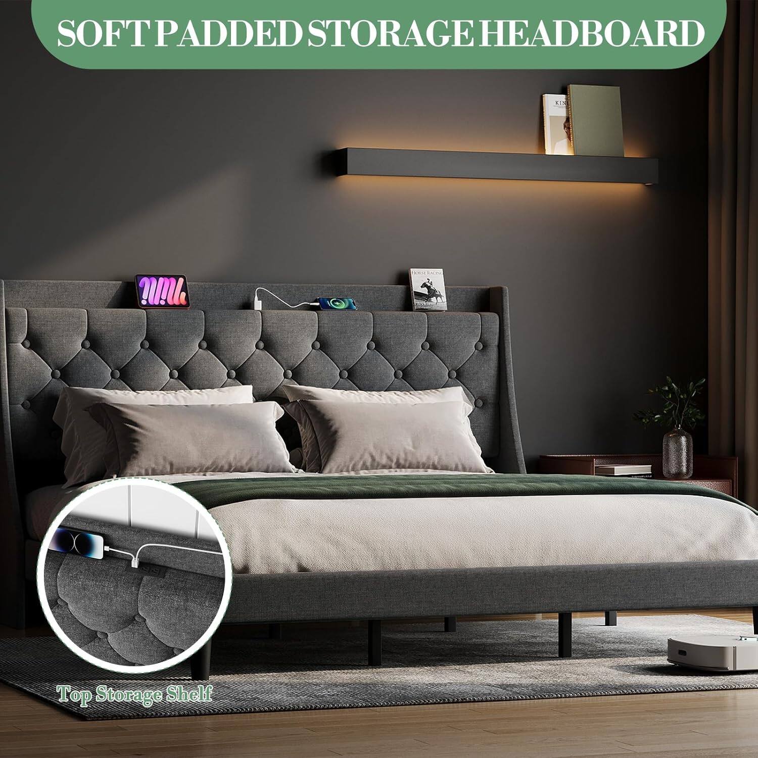 SOFT PADDED STORAGE HEADBOARD

Top Storage Shelf