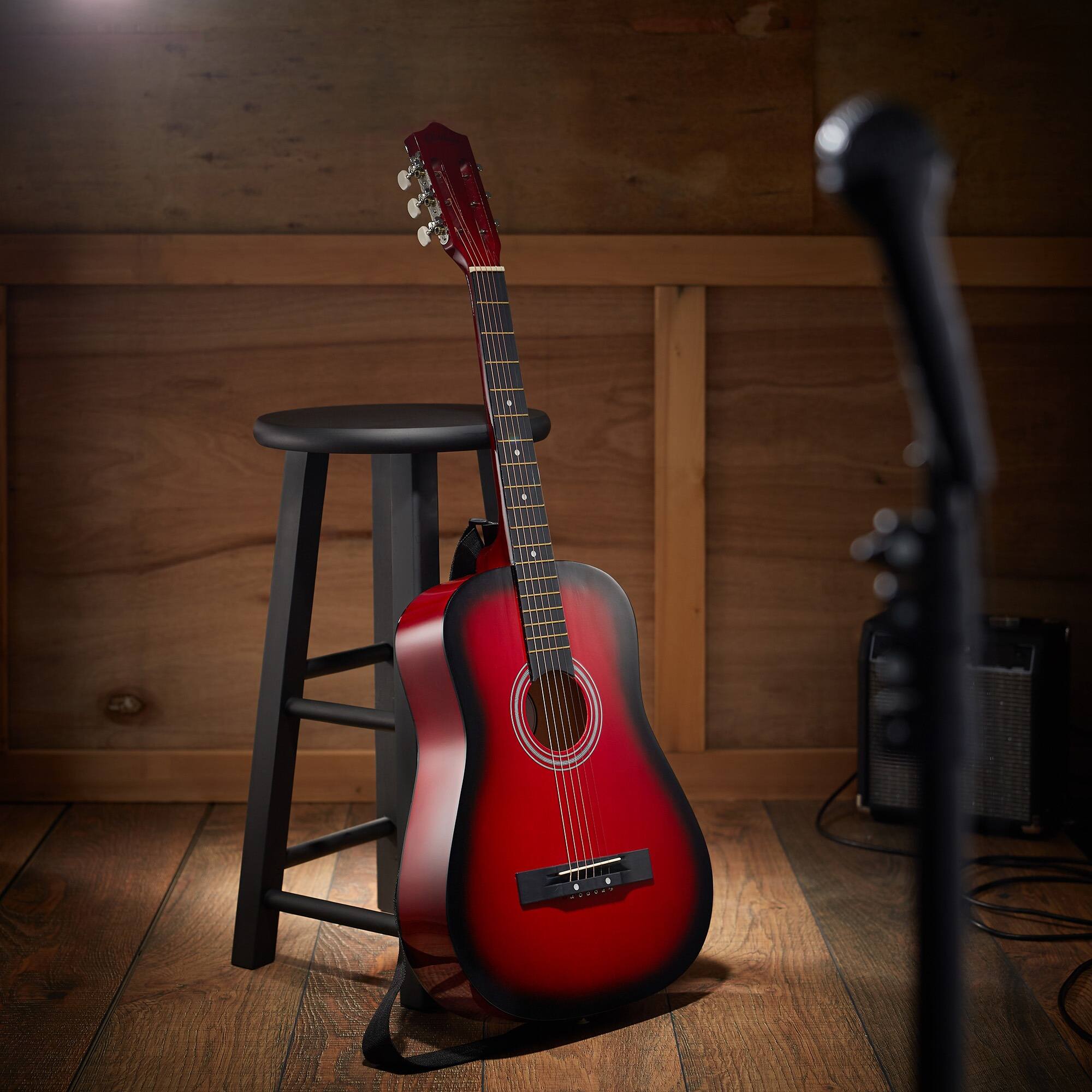 Alt View 1. Stock Preferred - 38 Inch Beginner Acoustic Guitar Package with Starter Bundle Kit and Accessories - Red - Red.