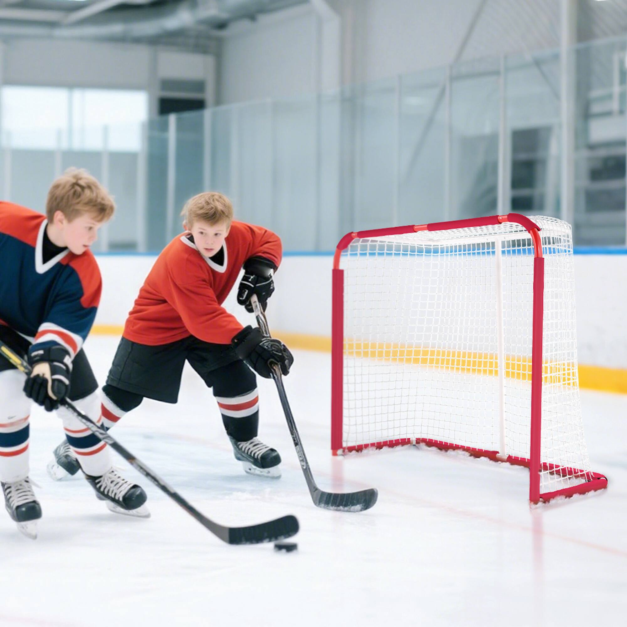 Alt View 1. Soozier - Soccer Goal, 6 x 2 ft All Weather Practice Soccer Net with Steel Frame, PE Mesh, Soccer Training Equipment - White.