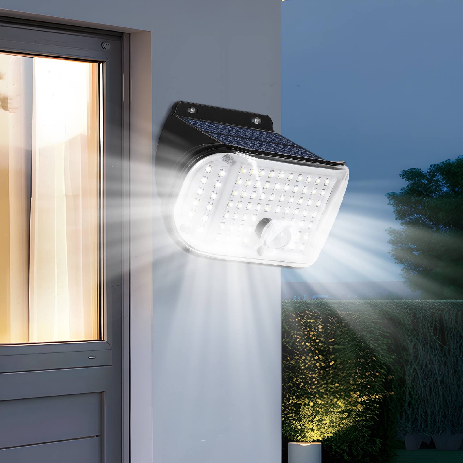 Alt View 1. Oumilen - Solar LED Wall Light Single Head Motion Sensor Waterproof Outdoor Security Light.