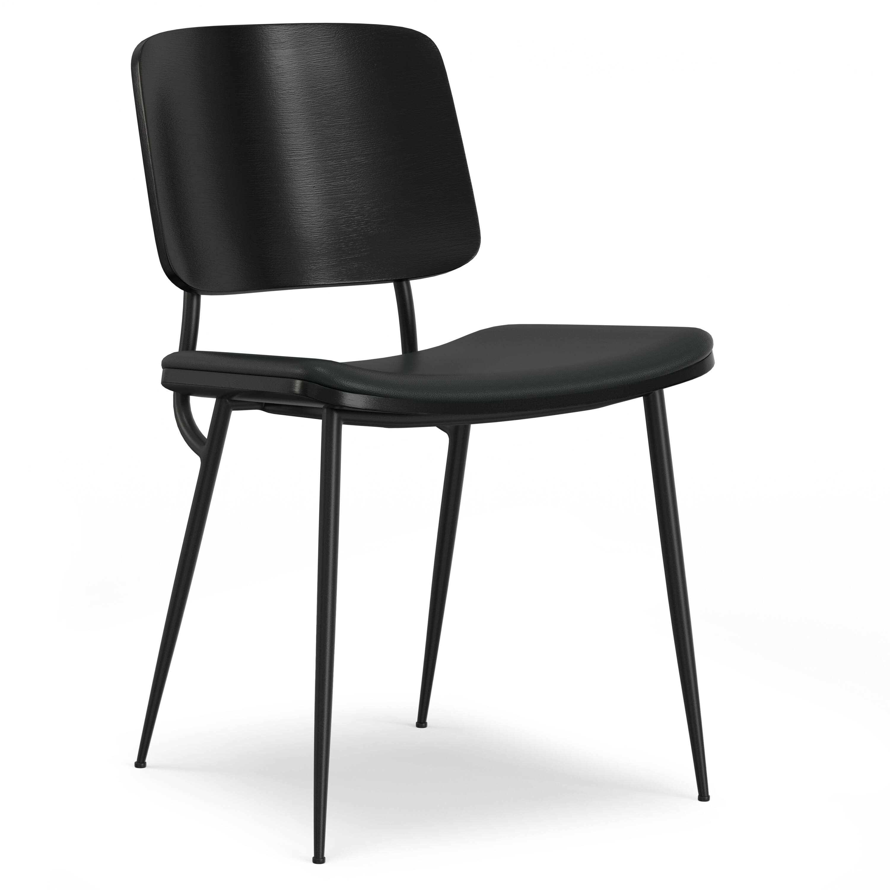 Alt View 2. Simpli Home - Hayley Dining Chair (Set of 2) in Black Vegan Faux Leather - Black.
