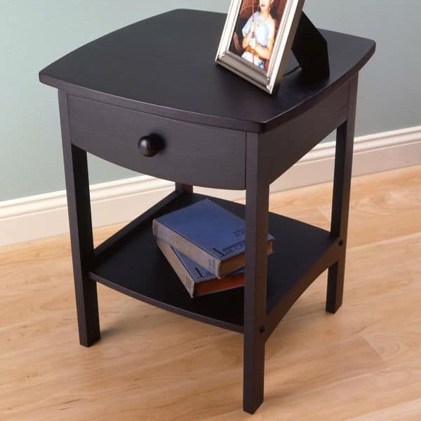 Hivvago - 1-Drawer Bedroom Nightstand Contemporary End Table - Black