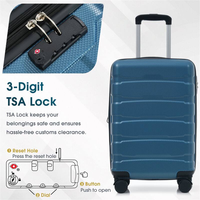 MHG 3-Digit TSA Lock  
TSA Lock keeps your belongings safe and ensures hassle-free customs clearance.  

1. Reset Hole  
Press the reset hole  

2. Dial  

3. Button  
Push to open