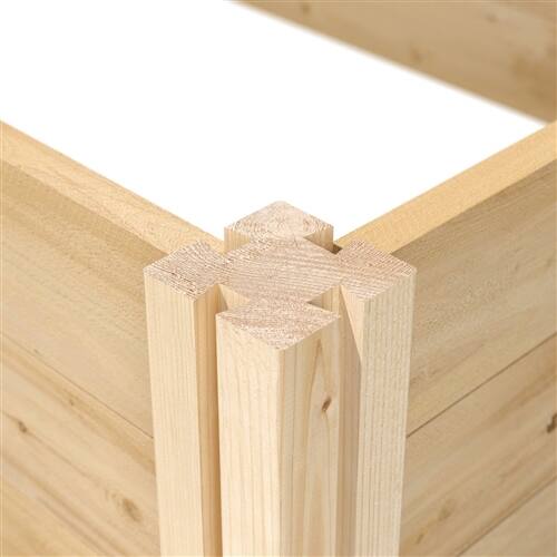 Back. SlickBlue - Farmhouse Style Cedar Wood Raised Planter Bed for Outdoor Gardening - Natural.