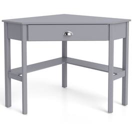 Gymax - Space-saving Triangular Computer Desk w/ Solid Wood Legs for living room Hallway Home Office - Gray