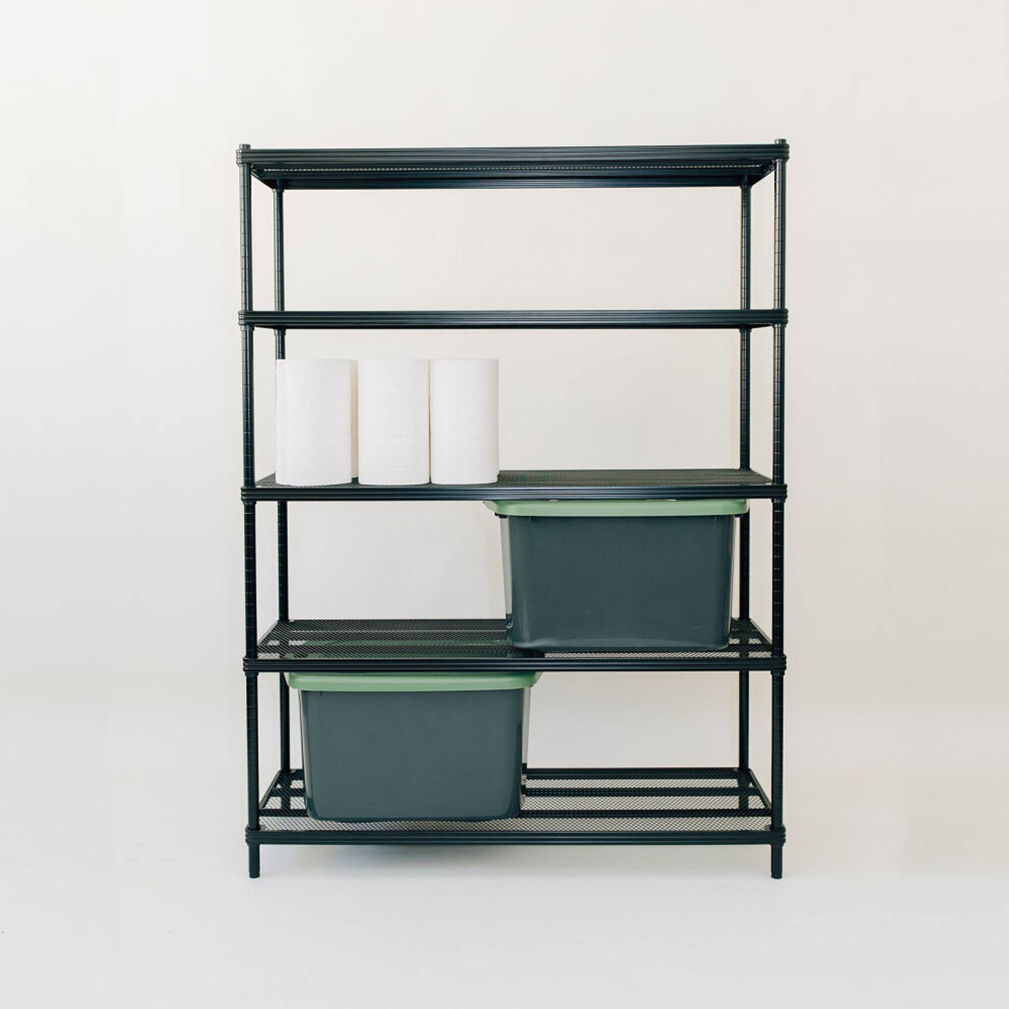 Alt View 4. Design Ideas - Design Ideas MeshWorks 5 Tier Full-Size Metal Storage Shelving Unit Rack, Black - Black.