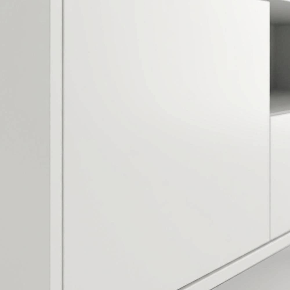 Alt View 1. FurniFact - White Laminate TV Console with 3 Doors in Modern and Industrial Styles - White.