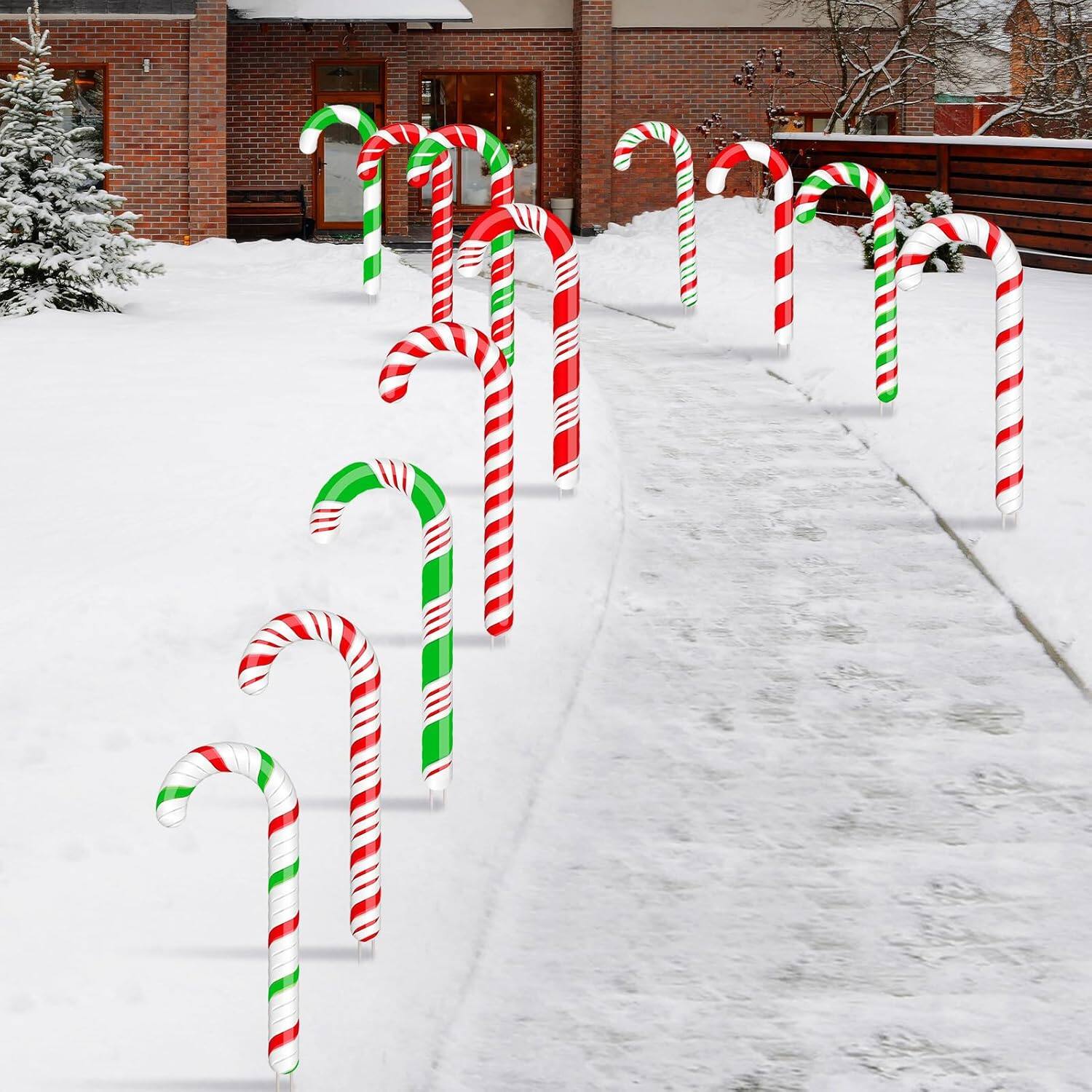 PARKER SLATER 12 Pc Candy Cane Yard Signs with Stakes – Christmas Lawn ...