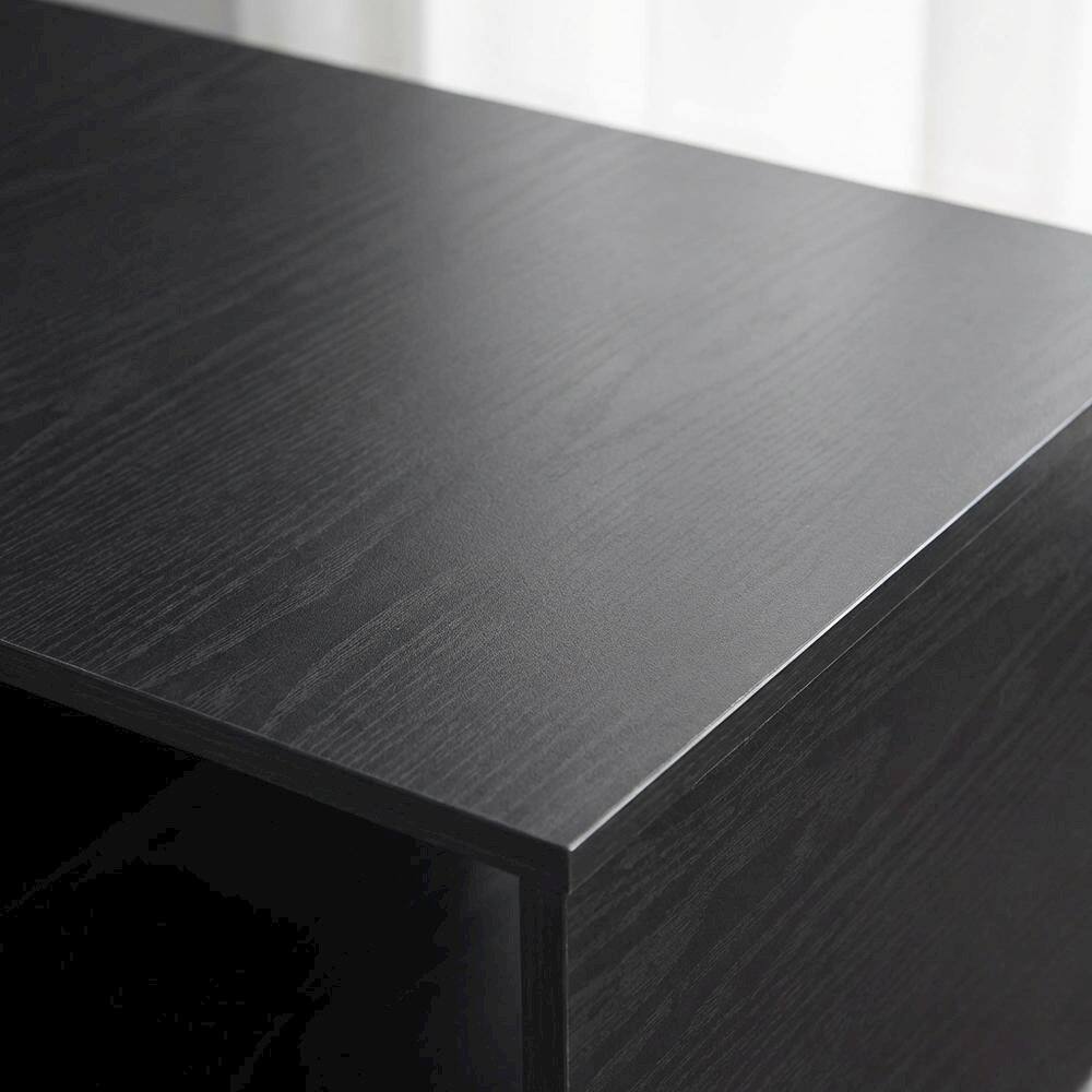 Alt View 4. FurniFact - Low Profile TV Stand in Black Wood Finish with Composite Construction - Black.