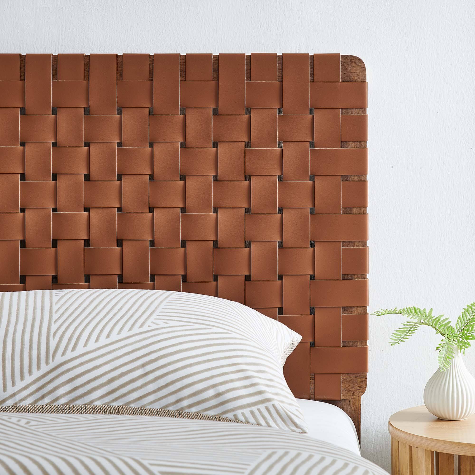 Alt View 5. Modway - Sparta Weave Vegan Leather Twin Headboard by Modway - Brown.