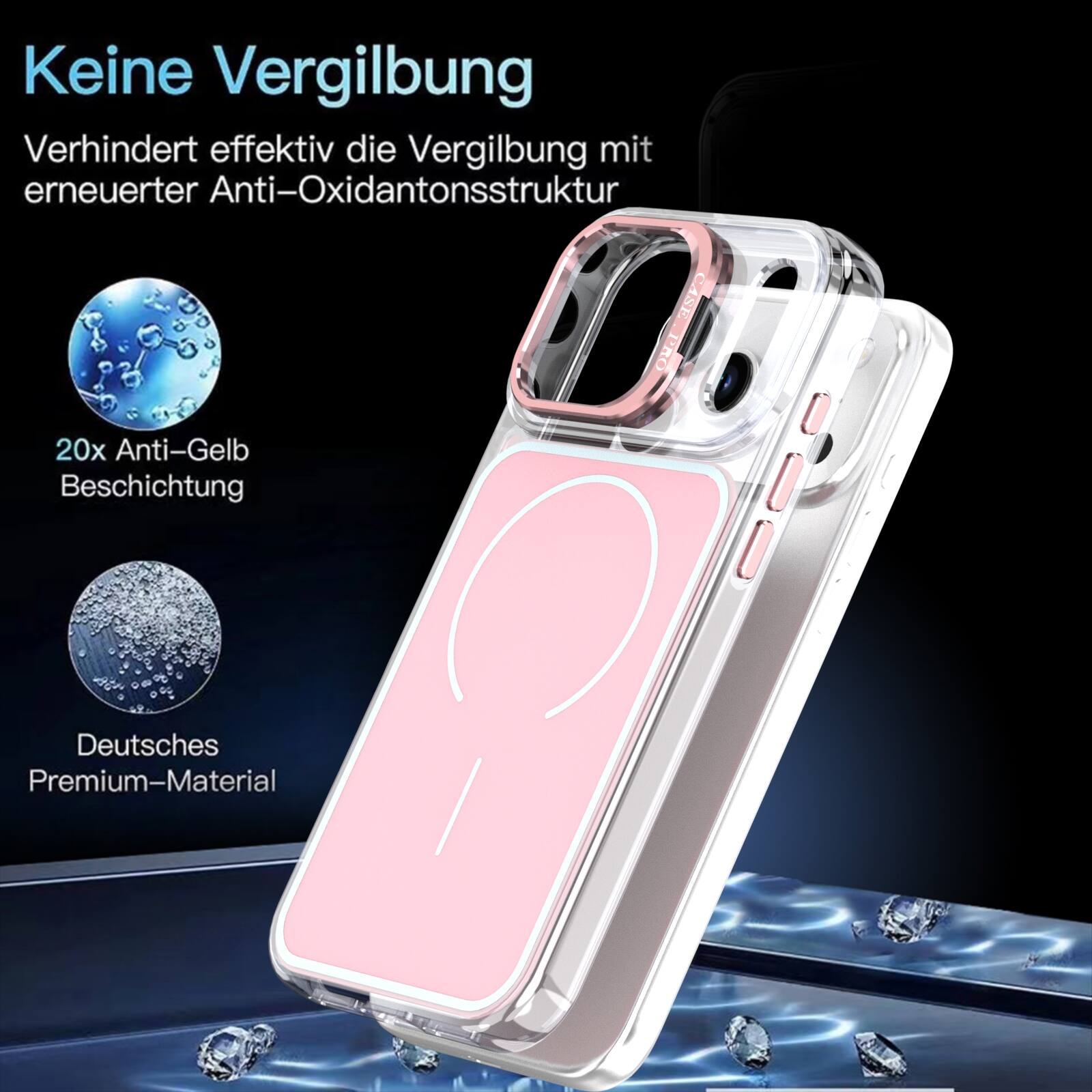 Keine Vergilbung  
Verhindert effektiv die Vergilbung mit erneuerter Anti-Oxidantonsstruktur  
20x Anti-Gelb Beschichtung  
Deutsches Premium-Material