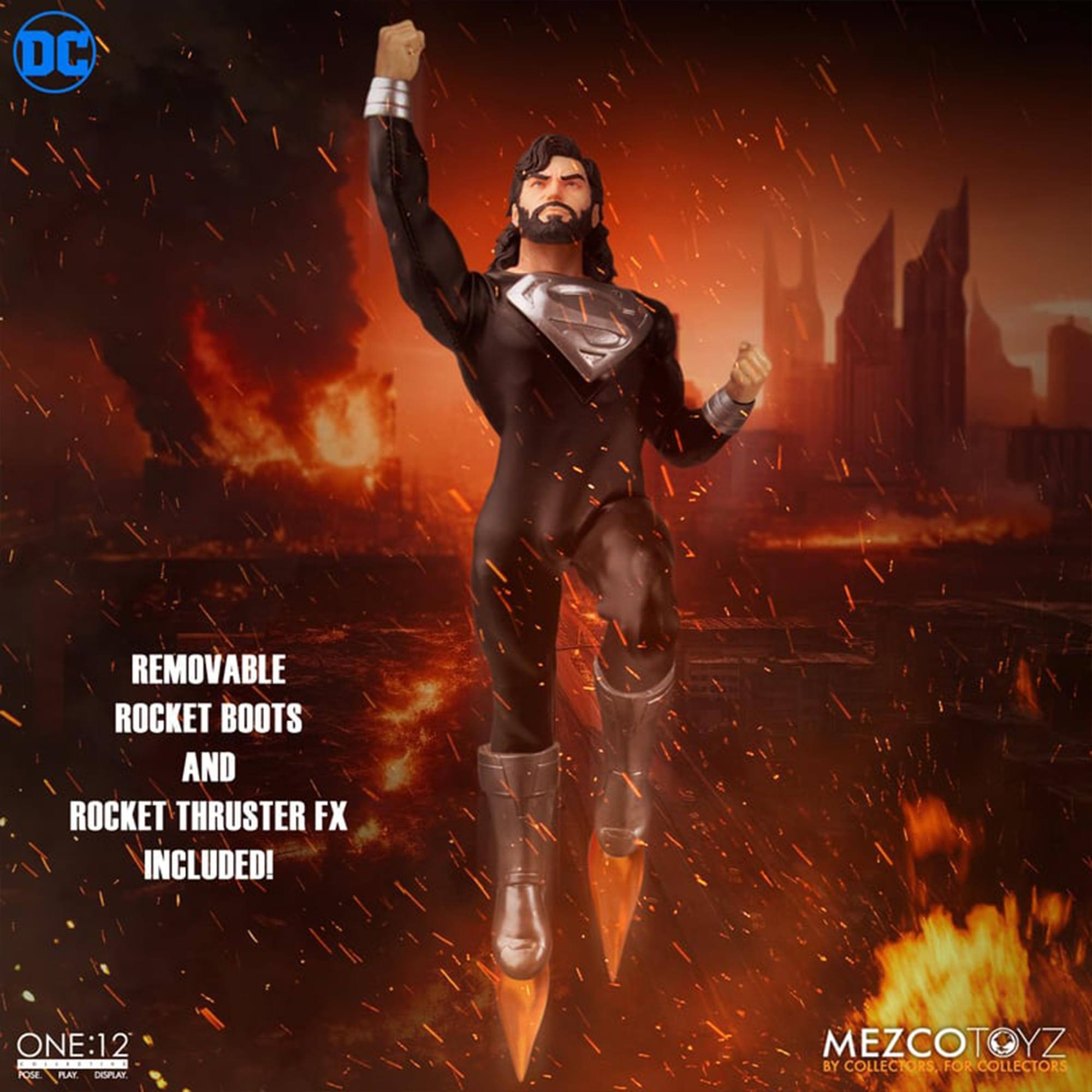 DC Removable Rocket Boots and Rocket Thruster FX Included! One:12 Pose Play Display MezcoToyz by Collectors for Collectors.