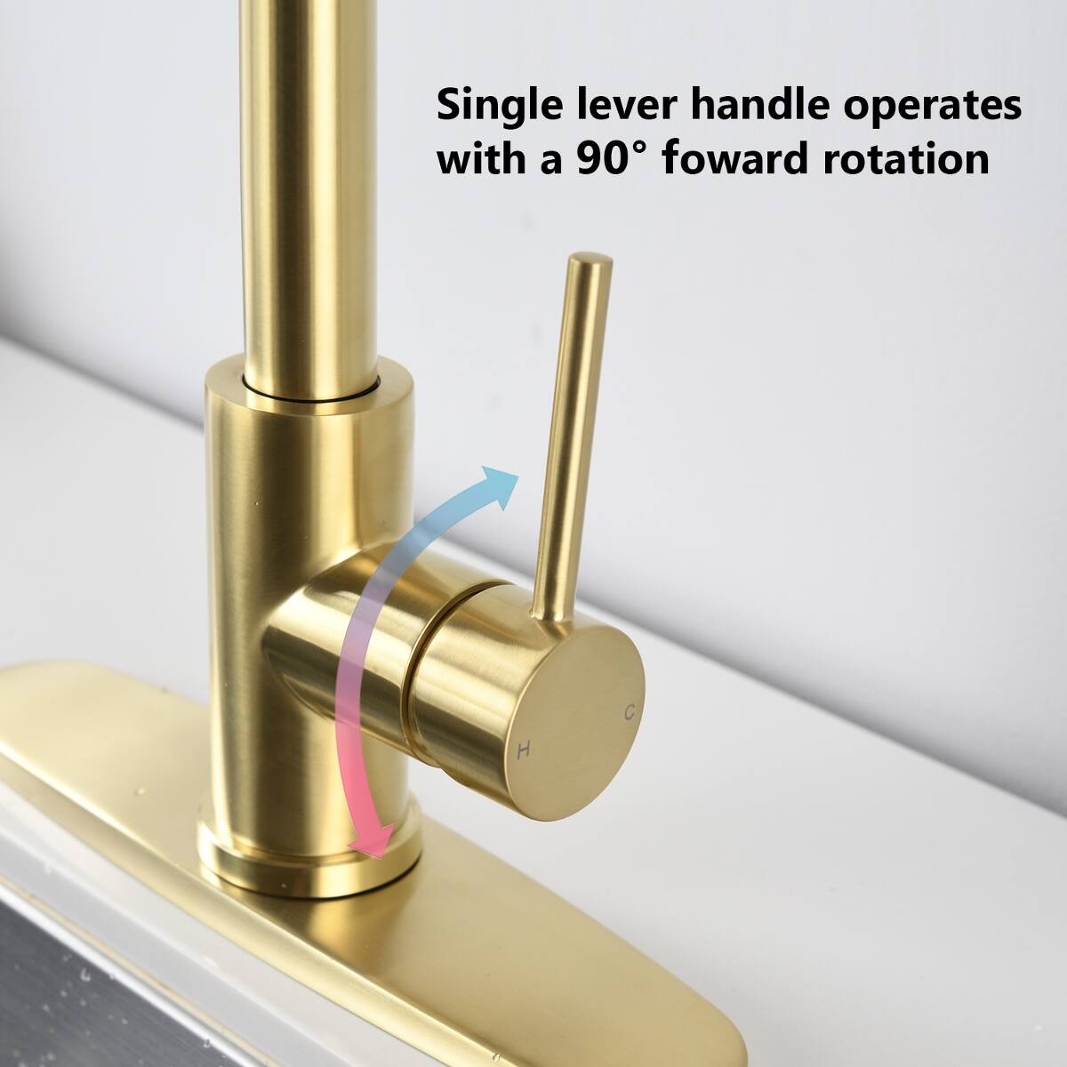 Single lever handle operates with a 90° forward rotation