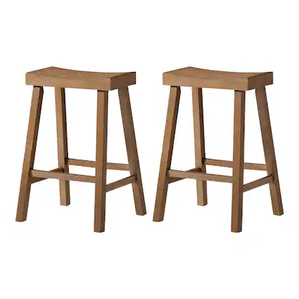 Front. Maven Lane - Maven Lane Vincent Wooden Rustic Aesthetic Kitchen Counter Stool, Set of 2 - Antiqued Natural.