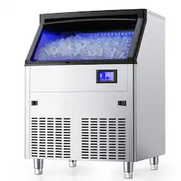 Coolake - Commercial Under Counter Freestanding Ice Maker Machine 450lbs/24H with 135lbs Storage - Stainless Steel