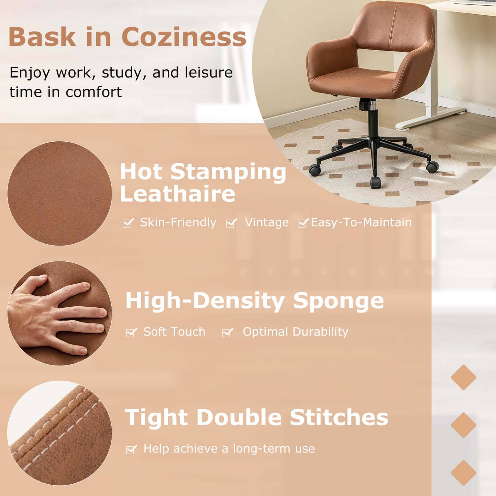 Bask in Coziness: Enjoy work, study, and leisure time in comfort. Hot Stamping Leathaire: Skin-Friendly Vintage Easy-To-Maintain High-Density Sponge: Soft Touch Optimal Durability Tight Double Stitches: Help achieve a long-term use.