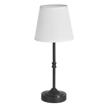 Front. VEVOR - Cordless Table Lamp, 5200mAh Built-in Rechargeable Battery Desk Lamp, 3-Level Brightness, Fabric Shade - White+Black.