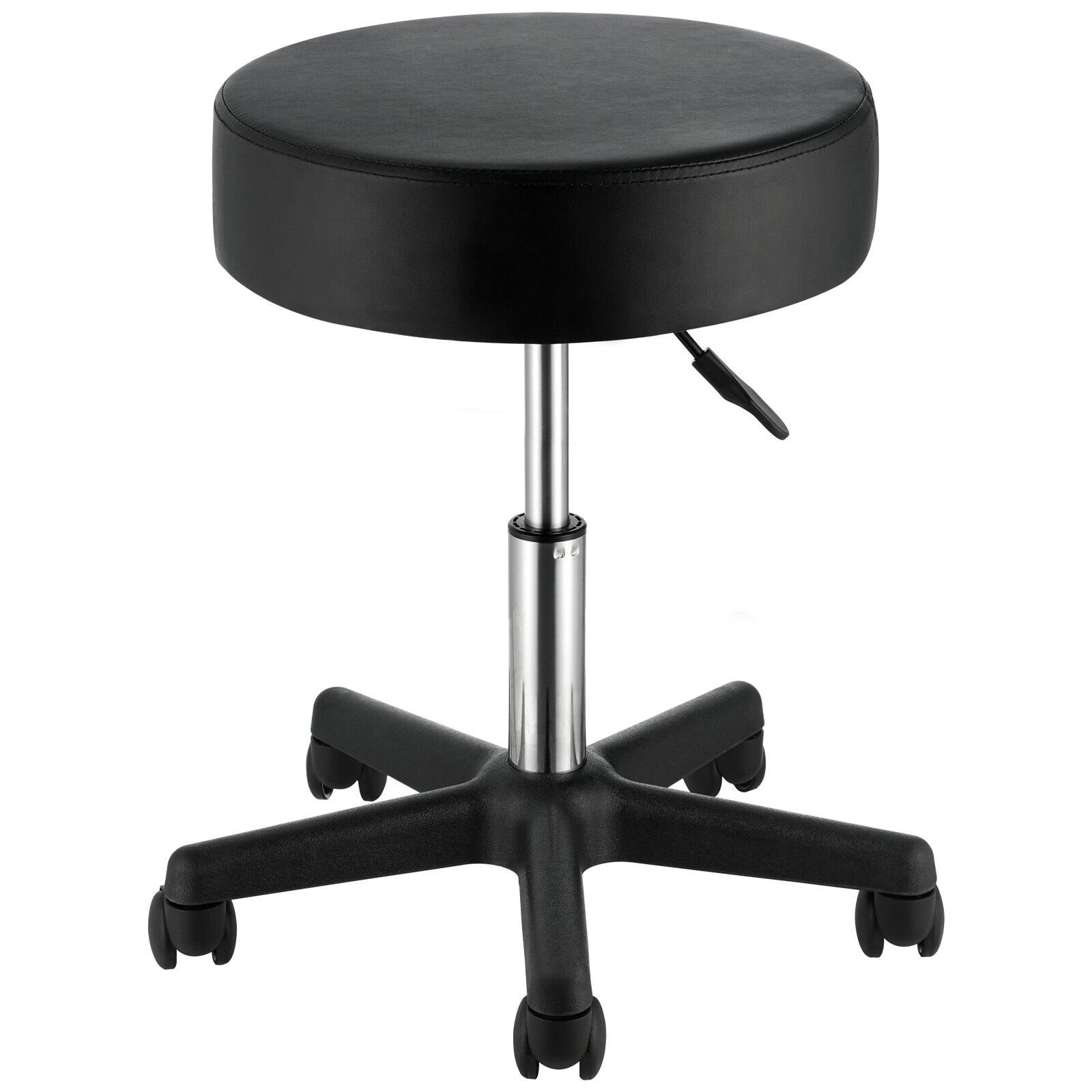 Front. Glintex - Rolling Stools with Wheels, 400lbs Capacity Adjustable Height Swivel Stool Chair with Thick Cushion for Salon and Office - Black.