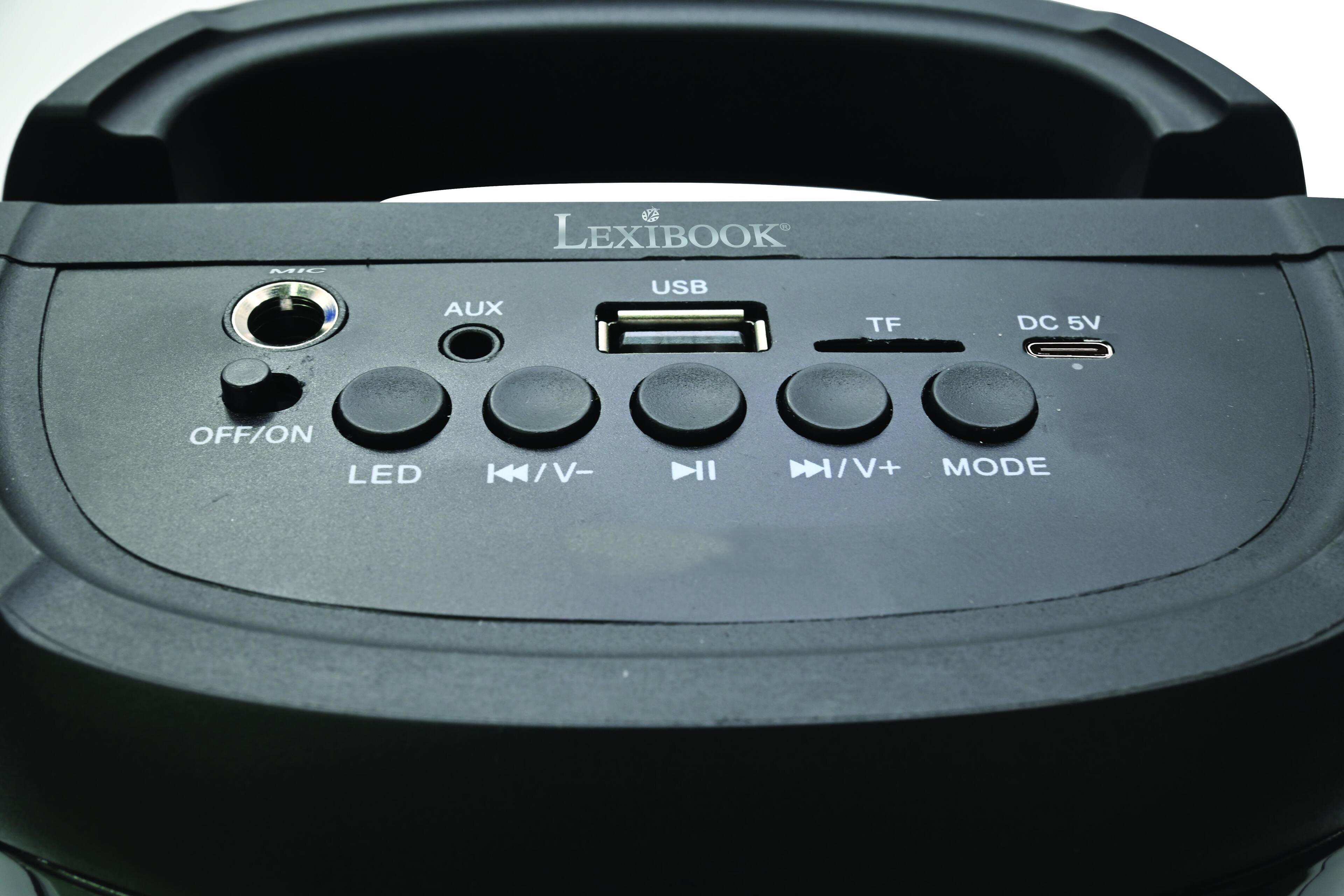 LEXIBOOK

MIC LEXIBOOK USB AUX TF DC 5V OFF/ON LED /V- " /V+ MODE