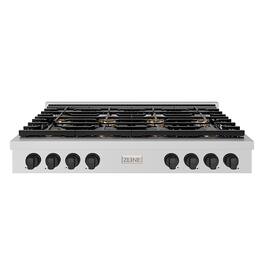 ZLINE - Autograph 48 in. Paramount Rangetop with 8 DuoPro Burners and Black Accents (PSRTZ-48-MB) - Stainless Steel