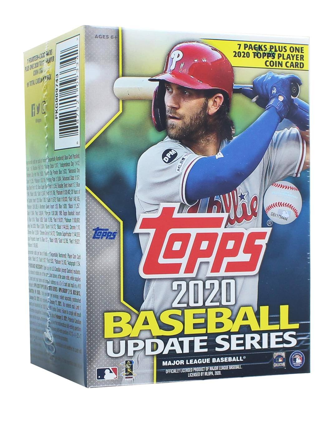 Sure, here is the corrected and grouped text from the image:

---

**Topps 2020 Baseball Update Series**

**7 Packs Plus One 2020 Topps Player Coin Card**

**Ages 6+**

**Major League Baseball®**  
*Officially Licensed Product of Major League Baseball. Licensed by MLBPA, 2020.*

**7 Packs Plus One 2020 Topps Player Coin Card**

**7 Packs Plus One 2020 Topps Player Coin Card**

**7 Packs Plus One 2020 Topps Player Coin Card**

**7 Packs Plus One 2020 Topps Player Coin Card**

**7 Packs Plus One 2020 Topps Player Coin Card**

**7 Packs Plus One 2020 Topps Player Coin Card**

**7 Packs Plus One 2020 Topps Player Coin Card**

**7 Packs Plus One 2020 Topps Player Coin Card**

**7 Packs Plus One 2020 Topps Player Coin Card**

**7 Packs Plus One 2020 Topps Player Coin Card**

**7 Packs Plus One 2020 Topps Player Coin Card**

**7 Packs